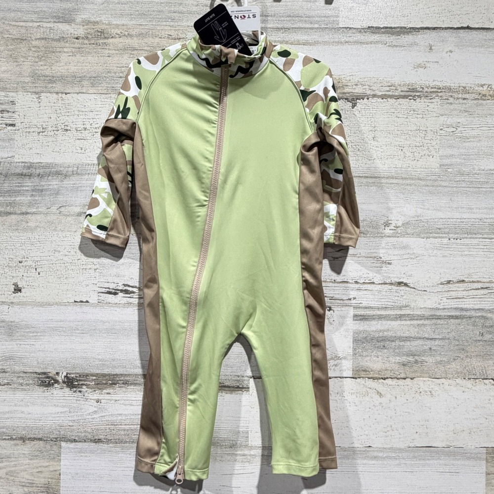 Stonz Sun Suit Infant 12-18M Camo Green UPF 50 Rash Guard NWT *Flawed*